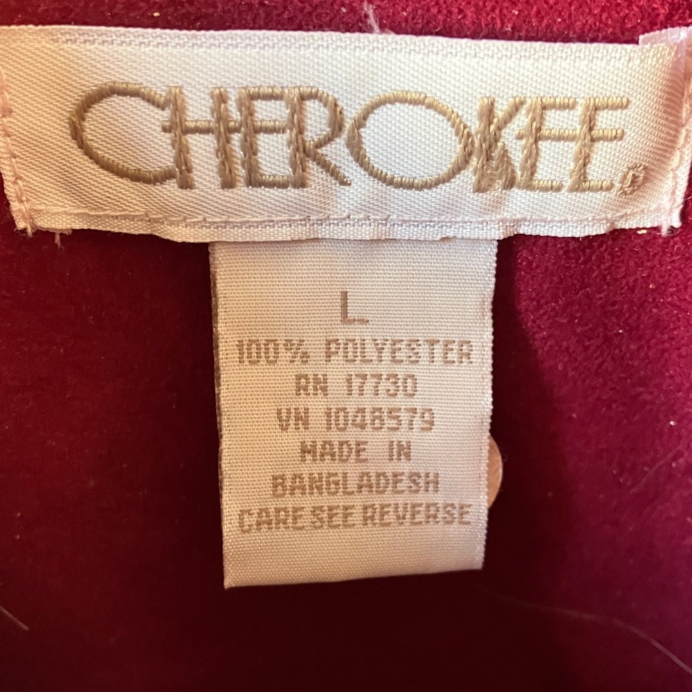 Cherokee Deep Red suede like ladies blouse large - Picture 2 of 14